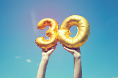 Gold number 30 balloon
