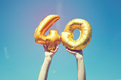 Gold number 40 balloon