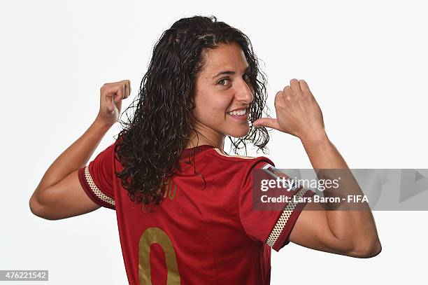 Veronica Boquete of Spain poses during the FIFA Women's World Cup 2015 portrait session at Sheraton Le Centre on June 6, 2015 in Montreal, Canada.