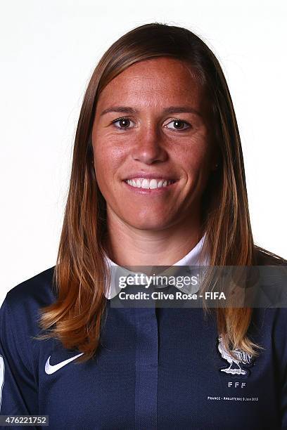 Camille Abily of France poses during a FIFA Women's World Cup portrait session on June 6, 2015 in Moncton, Canada.
