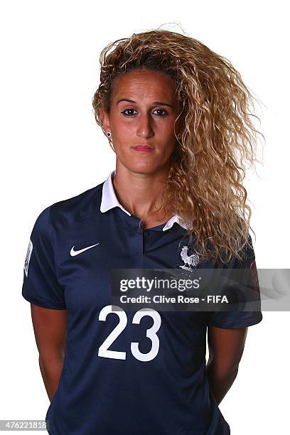 Kheira Hamraoui of France poses during a FIFA Women's World Cup portrait session on June 6, 2015 in Moncton, Canada.