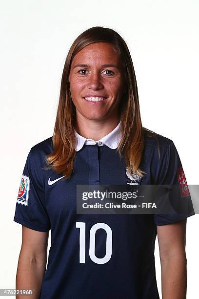 Camille Abily of France poses during a FIFA Women's World Cup portrait session on June 6, 2015 in Moncton, Canada.