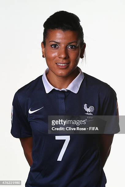 Kenza Dali of France poses during a FIFA Women's World Cup portrait session on June 6, 2015 in Moncton, Canada.