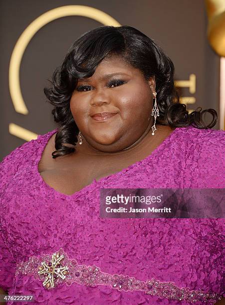 Actress Gabourey Sidibe attends the Oscars held at Hollywood & Highland Center on March 2, 2014 in Hollywood, California.