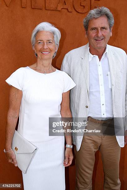 Managing Director Christine Lagarde and her husband Xavier Giocanti attend the Men Final of 2015 Roland Garros French Tennis Open - Day Fithteen, on...