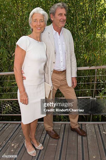 Managing Director Christine Lagarde and her husband Xavier Giocanti attend the Men Final of 2015 Roland Garros French Tennis Open - Day Fithteen, on...