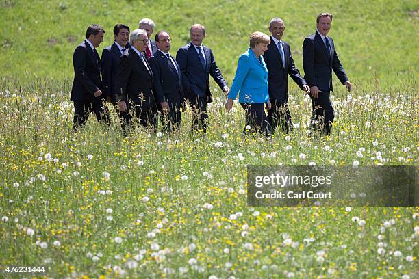 Italian Prime Minister Matteo Renzi, Japanese Prime Minister Shinzo Abe, President of the European Commission Jean-Claude Juncker, Canada's Prime...