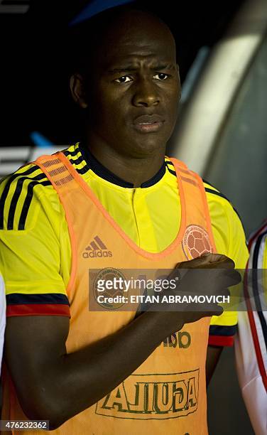 Colombian footballer VIctor Ibarbo poses before a friendly football match against Costa Rica in preparation for the Copa America 2015, at the Diego...