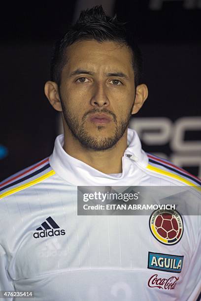 Colombian goalkeeper Camilo Vargas poses before a friendly football match against Costa Rica in preparation for the Copa America 2015, at the Diego...