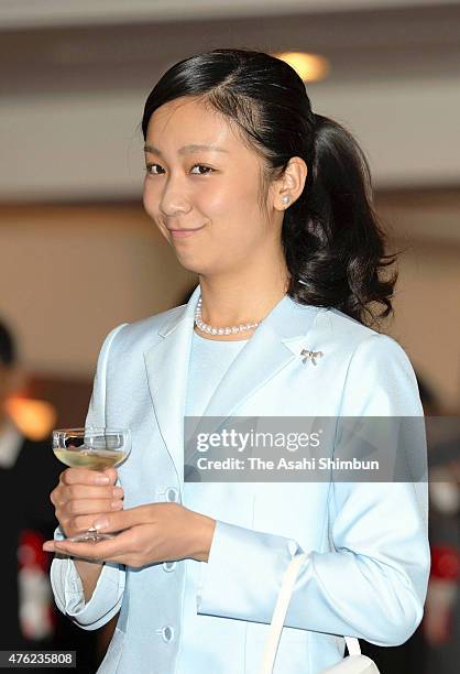 Princess Kako of Akishino attends the reception after the launching ceremony of the Japan Agency for Marine-Earth Science and Technology 's new...
