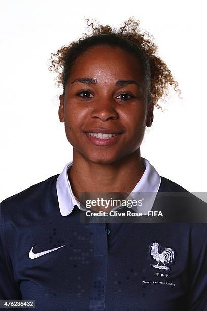 Laura Georges of France poses during a FIFA Women's World Cup portrait session on June 6, 2015 in Moncton, Canada.