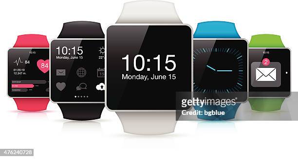 smart watch apps symbole angezeigt - réseau social stock-grafiken, -clipart, -cartoons und -symbole