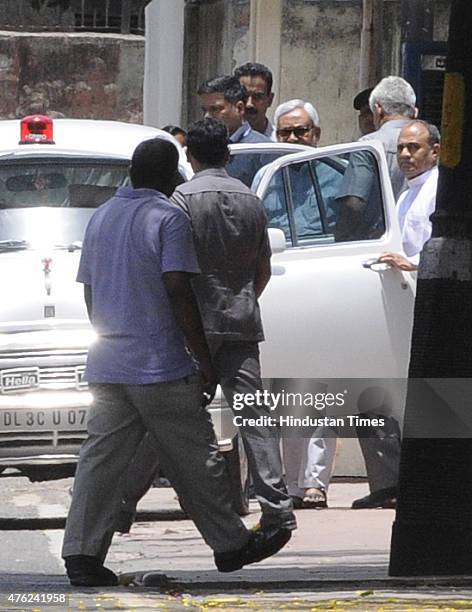 Bihar Chief Minister Nitish Kumar leaves after Meeting with Congress Vice president Rahul Gandhi at his residence as talks on alliance to take on BJP...