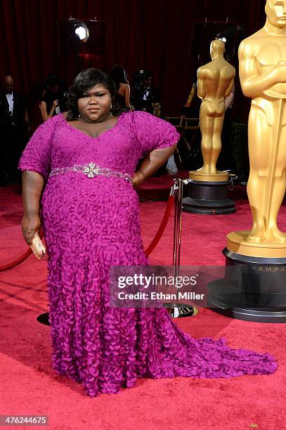 Actress Gabourey Sidibe attends the Oscars held at Hollywood & Highland Center on March 2, 2014 in Hollywood, California.