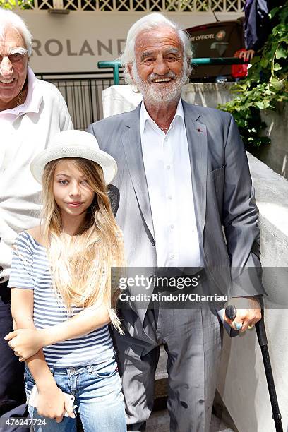 Actor Jean-Paul Belmondo with his daughter Stella Belmondo attend the Men Final of 2015 Roland Garros French Tennis Open - Day Fithteen, on June 7,...