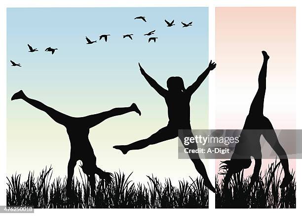 soaring - handstand stock illustrations