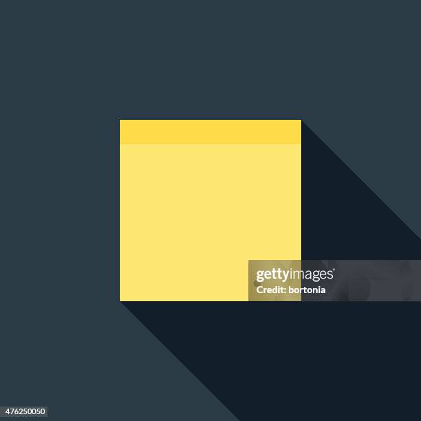 flat design adhesive paper note icon with long shadow - post it notes stock illustrations