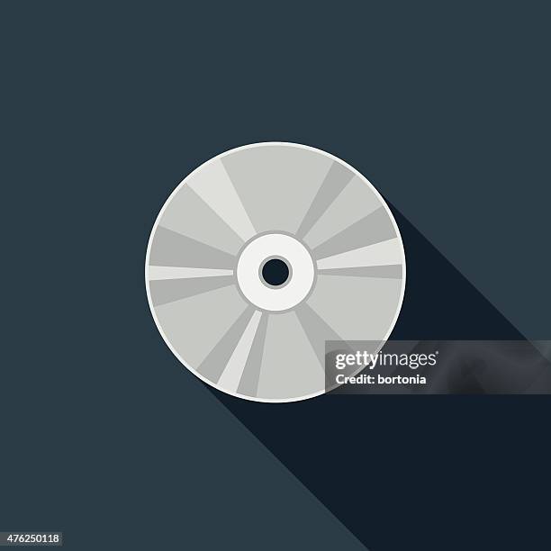 flat design cd icon with long shadow - compact disc stock illustrations