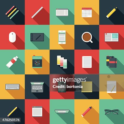 Flat Design Graphic Designer's Elements Icon Set Flat Design Graphic Designer's Elements Icon Set