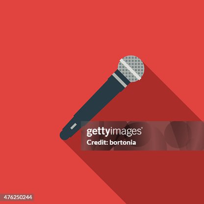Flat Design Microphone Icon With Long Shadow Flat Design Microphone Icon With Long Shadow