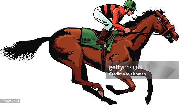 horseracing - purebred horse during race - jockey vector stock illustrations