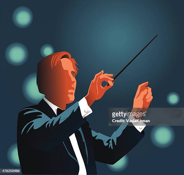 orchestra conductor conducting clasical music - eccentric stock illustrations