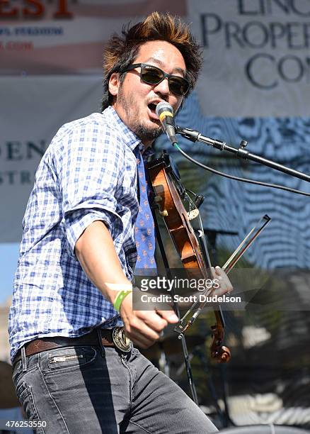 Violin player/singer Kishi Bashi performs onstage on June 6, 2015 in Pasadena, California.