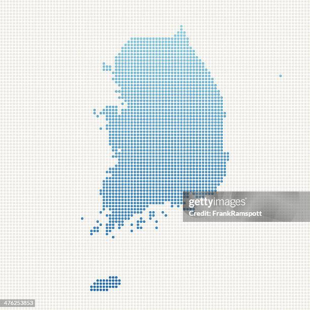 south korea map blue dot pattern - korea map stock illustrations