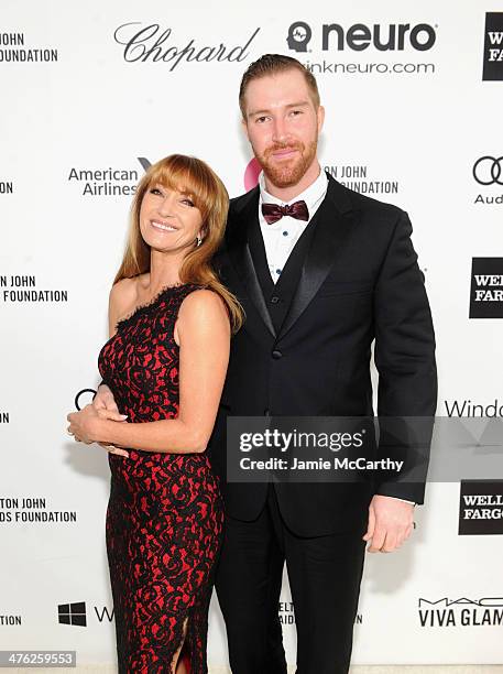 Actress Jane Seymour and son Sean Flynn attend the 22nd Annual Elton John AIDS Foundation Academy Awards Viewing Party at The City of West Hollywood...