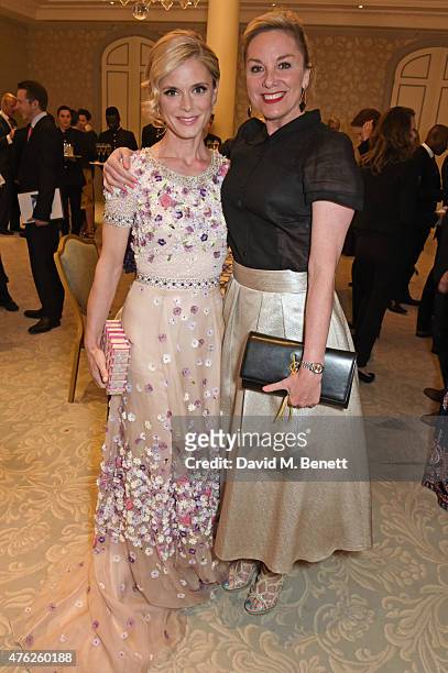 Emilia Fox and Tamzin Outhwaite attend the South Bank Sky Arts awards at The Savoy Hotel on June 7, 2015 in London, England.
