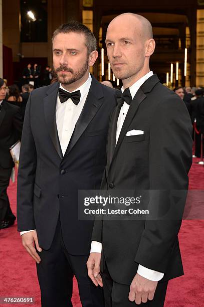 Jeremy Scahill and Rick Rowley attend the Oscars held at Hollywood & Highland Center on March 2, 2014 in Hollywood, California.