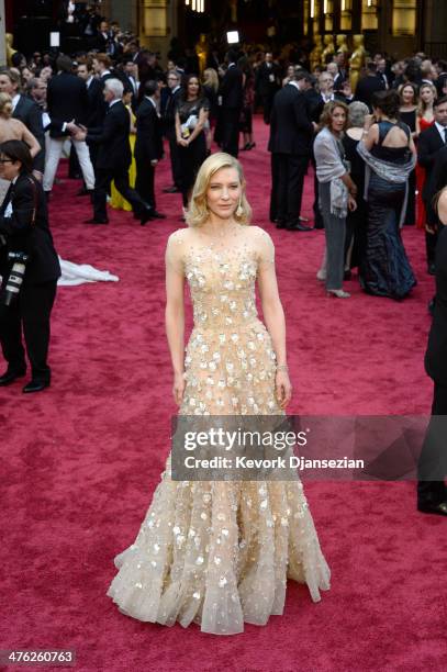 Cate Blanchett attends the Oscars held at Hollywood & Highland Center on March 2, 2014 in Hollywood, California.