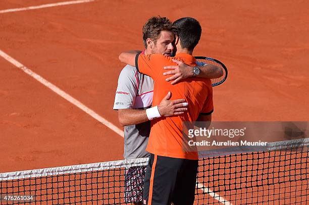 Stanislas Wawrinka of Switzerland reacts after he won the Men's final match against Novak Djokovic of Serbia on day fifteen of the 2015 French Open...