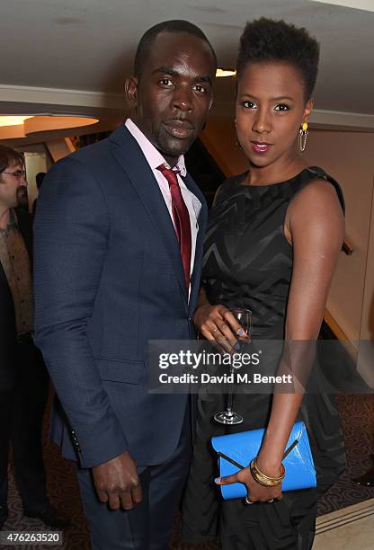 Jimmy Akingbola and Jade Anouka attend the South Bank Sky Arts awards at The Savoy Hotel on June 7, 2015 in London, England.