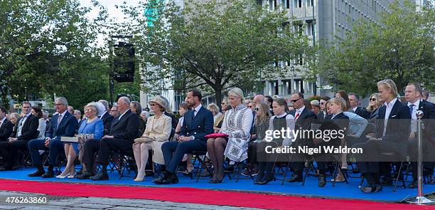 Mayor of Oslo Fabian Stang of Norway Princess Astrid of Norway, King Harald of Norway, Queen Sonja of Norway, Crown Prince Haakon of Norway, Crown...