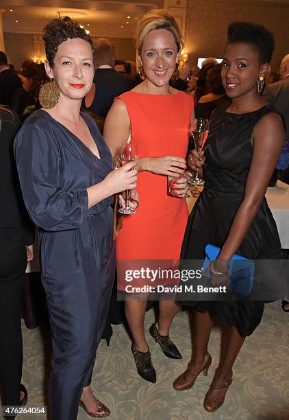 Guest, Kate Pakenham and Jade Anouka attend the South Bank Sky Arts awards at The Savoy Hotel on June 7, 2015 in London, England.