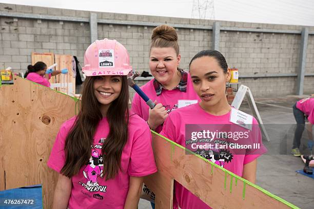 Actresses Caitlin Carver, Ashley Fink and Cleopatra Coleman lend a helping hand to the Los Angeles 'Power Women Habitat For Humanity' on June 6, 2015...