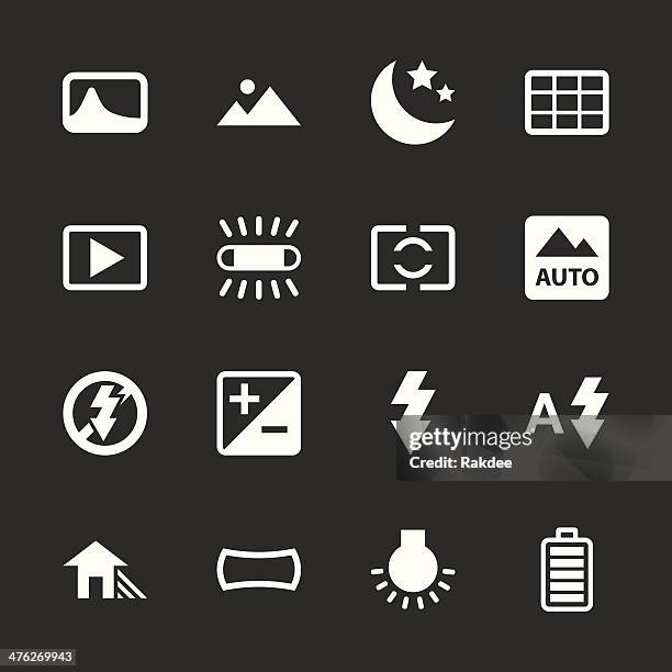 illustrazioni stock, clip art, cartoni animati e icone di tendenza di menu telecamera icone set 4-serie bianca/eps10 - bilanciamento del bianco