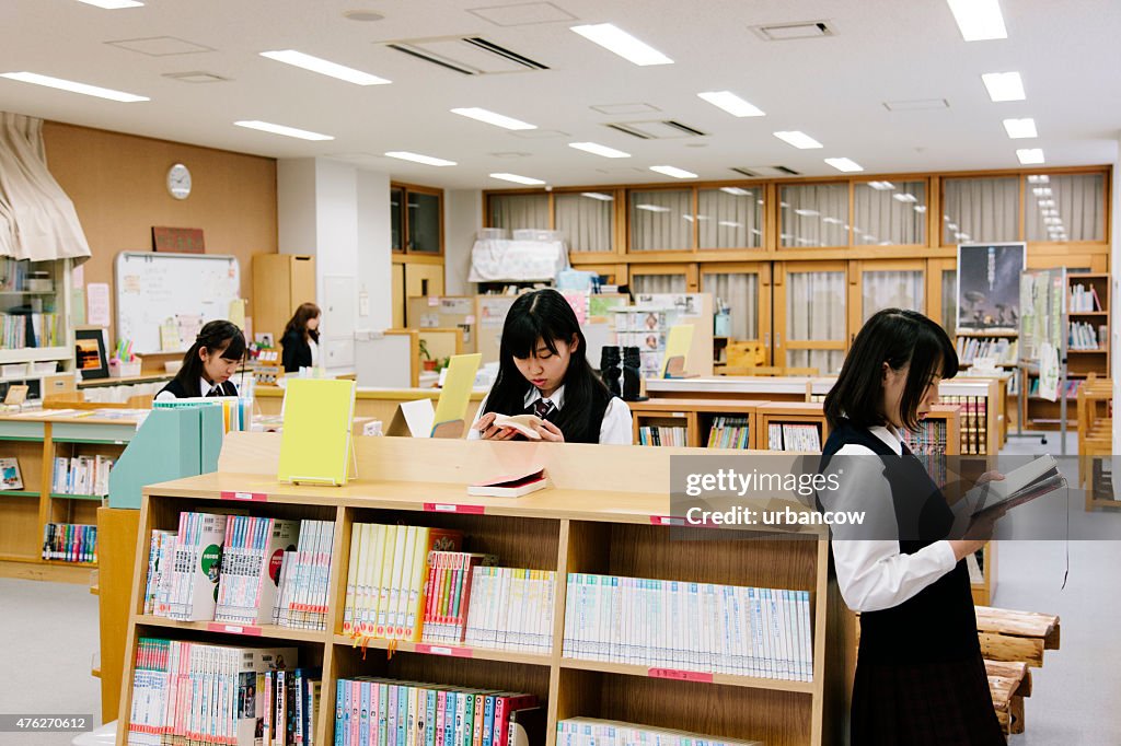 Mutoko High School Library Japanese High School Library Choosing A Book Young Female Students High ...