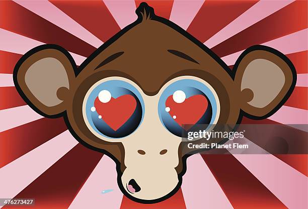 liebe auf den ersten website - valentine monkey stock-grafiken, -clipart, -cartoons und -symbole