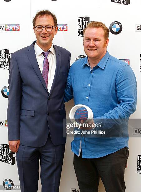 Tom Piper and Paul Cummins, winners of the Visual Art award for 'Blood Swept Lands And Seas Of Red, Tower of London', in the press room at the South...