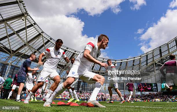 England player Jamie Vardy warms up before the International friendly match between Republic of Ireland and England at Aviva Stadium on June 7, 2015...