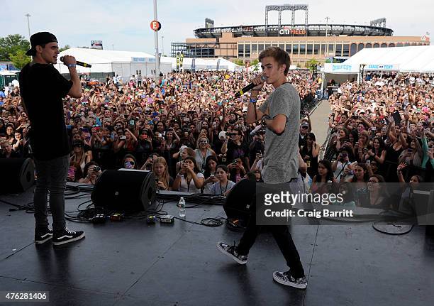 Jack Gilinsky and Jack Johnson performing on the Mudd Stage at Digifest on June 6, 2015 in New York City.