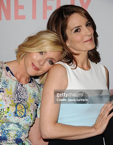 Actresses Jane Krakowski and Tina Fey attend the FYC screening of Netflix's "Unbreakable Kimmy Schmidt" at Pacific Design Center on June 7, 2015 in...