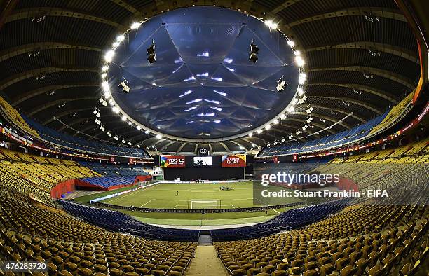 General view of the Olympic stadium on June 7, 2015 in Montreal, Canada.
