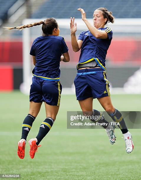 Lina Nilsson of Sweden in action during Sweden training at Winnipeg Stadium on June 7, 2015 in Winnipeg, Canada.