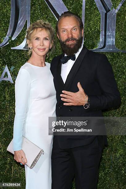 Sting and Trudie Styler attend the American Theatre Wing's 69th Annual Tony Awards at Radio City Music Hall on June 7, 2015 in New York City.