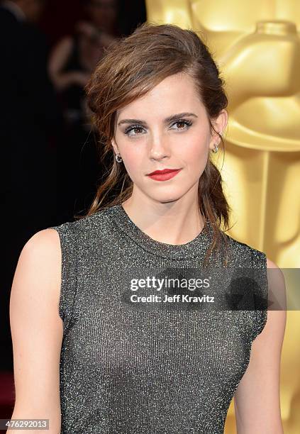 Actress Emma Watson attends the Oscars held at Hollywood & Highland Center on March 2, 2014 in Hollywood, California.