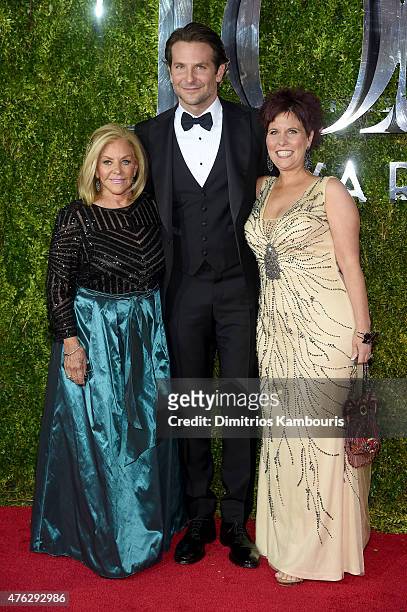 Bradley Cooper posed with his mom, Gloria Campano , and his sister Holly Cooper attend the 2015 Tony Awards at Radio City Music Hall on June 7, 2015...