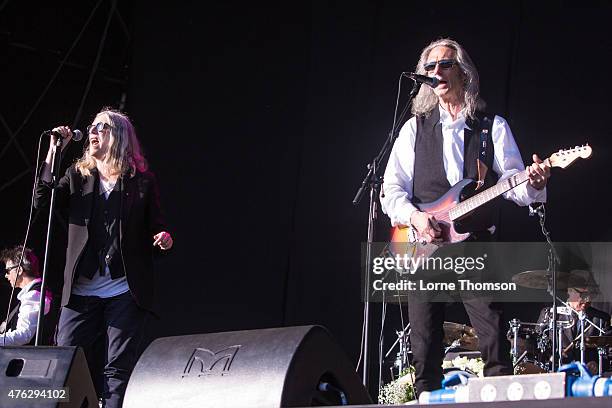 Patti Smith and Lenny Kaye perform on the EYOE Stage on Day 2 of Field Day, at Victoria Park on June 7, 2015 in London, United Kingdom